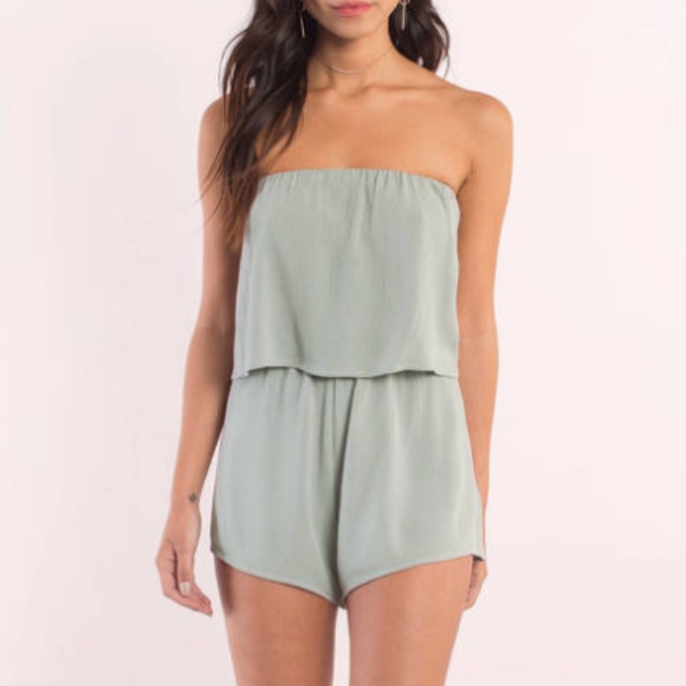 Olive gray strapless Tobi romper